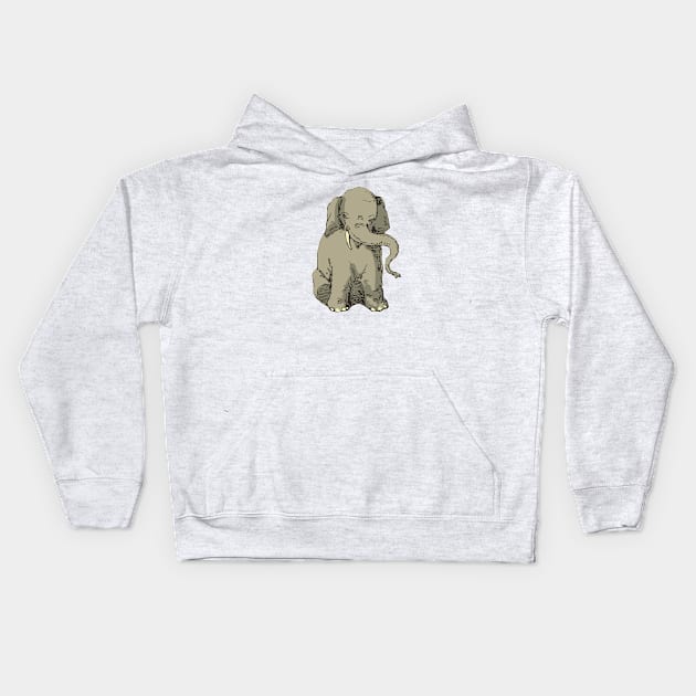 Baby Elephant Kids Hoodie by linesdesigns